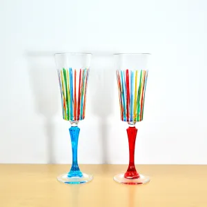 Timeless Champagne Glasses, Set of 2, Hand-Painted Italian Crystal
