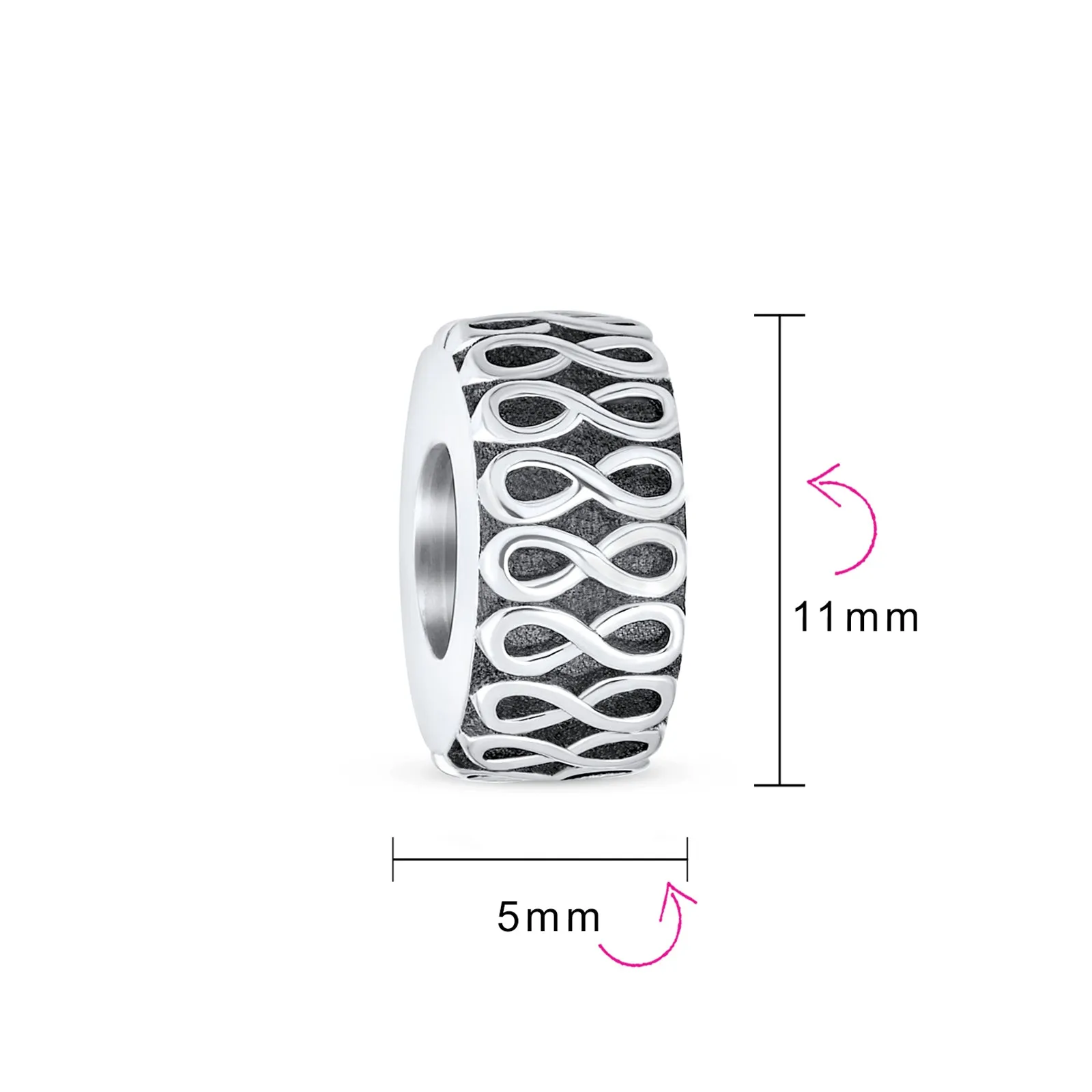 Valentine Love Knot Infinity Heart Charm Bead Sterling Silver for European Bracelet