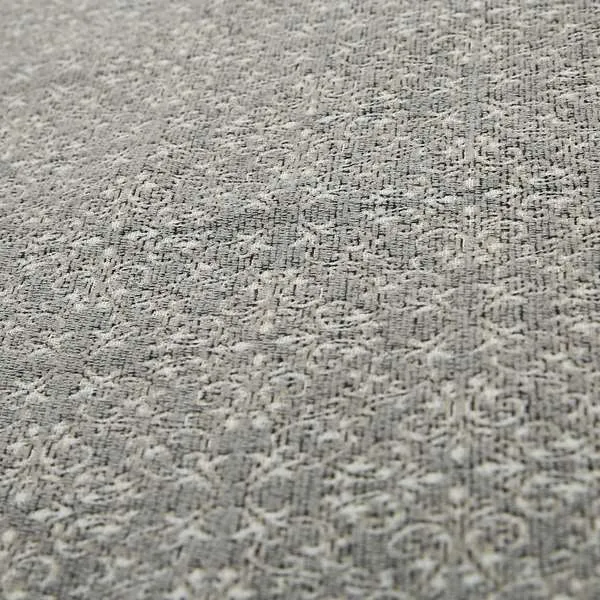 Victoria Medallion Design Fabric In Grey Woven Soft Chenille Furnishing Fabric JO-75 - Made To Measure Curtains