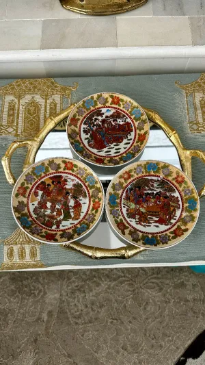 Vintage Decorative Plates, Embossed Hand Painted. Aaian K's Collection, Set of 3