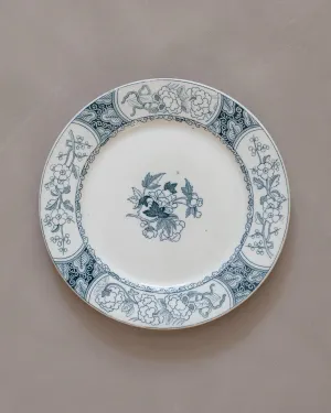 Vintage Transferware Dinner Plate - Navy  Plum Blossoms