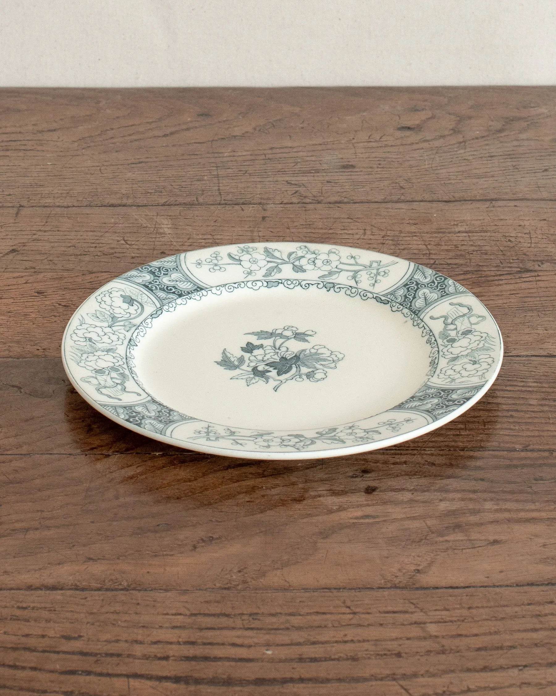 Vintage Transferware Dinner Plate - Navy  Plum Blossoms