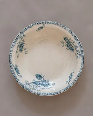 Vintage Transferware Salad Bowl - Indigo Peony II