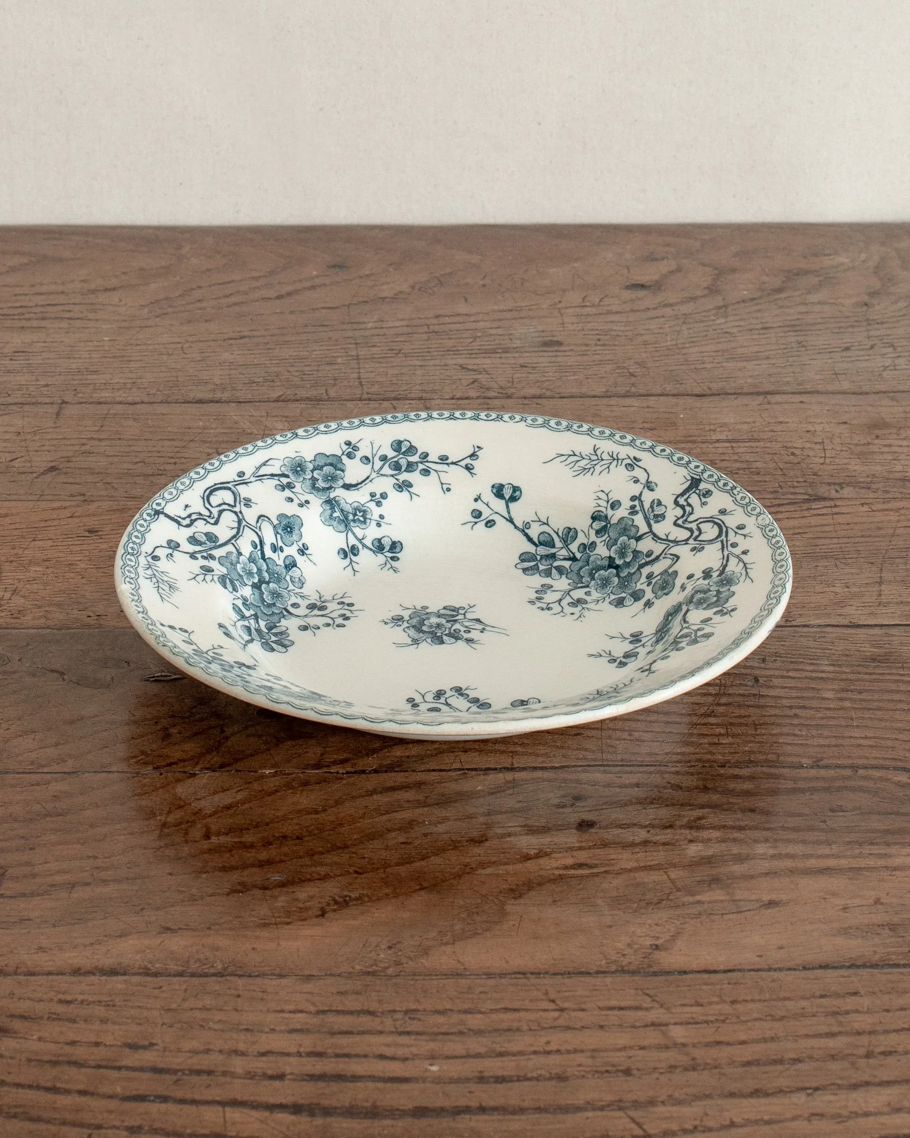 Vintage Transferware Salad Bowl - Plum Blossom