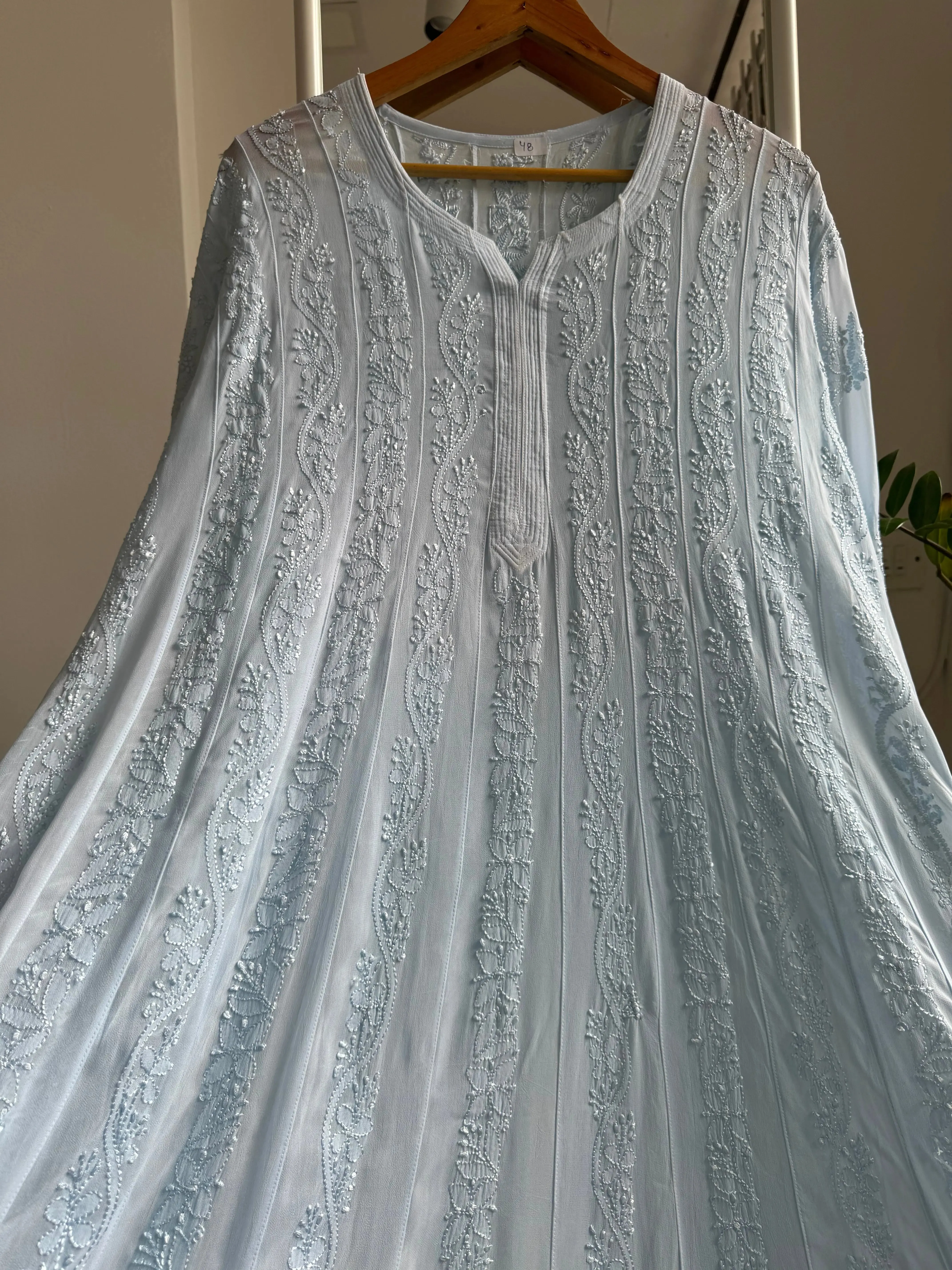 Viscose Chikankari Anarkali - Baby Blue