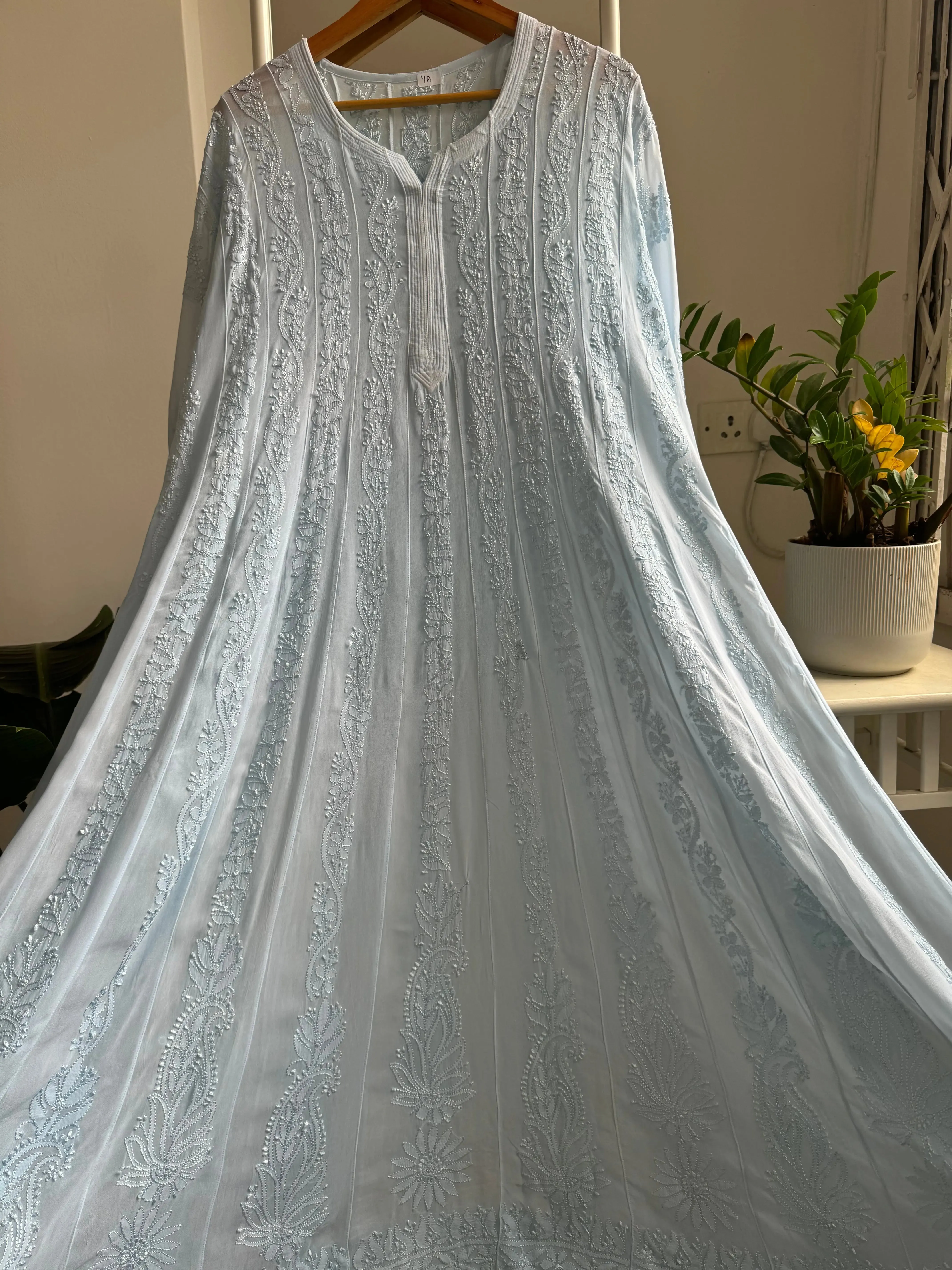 Viscose Chikankari Anarkali - Baby Blue