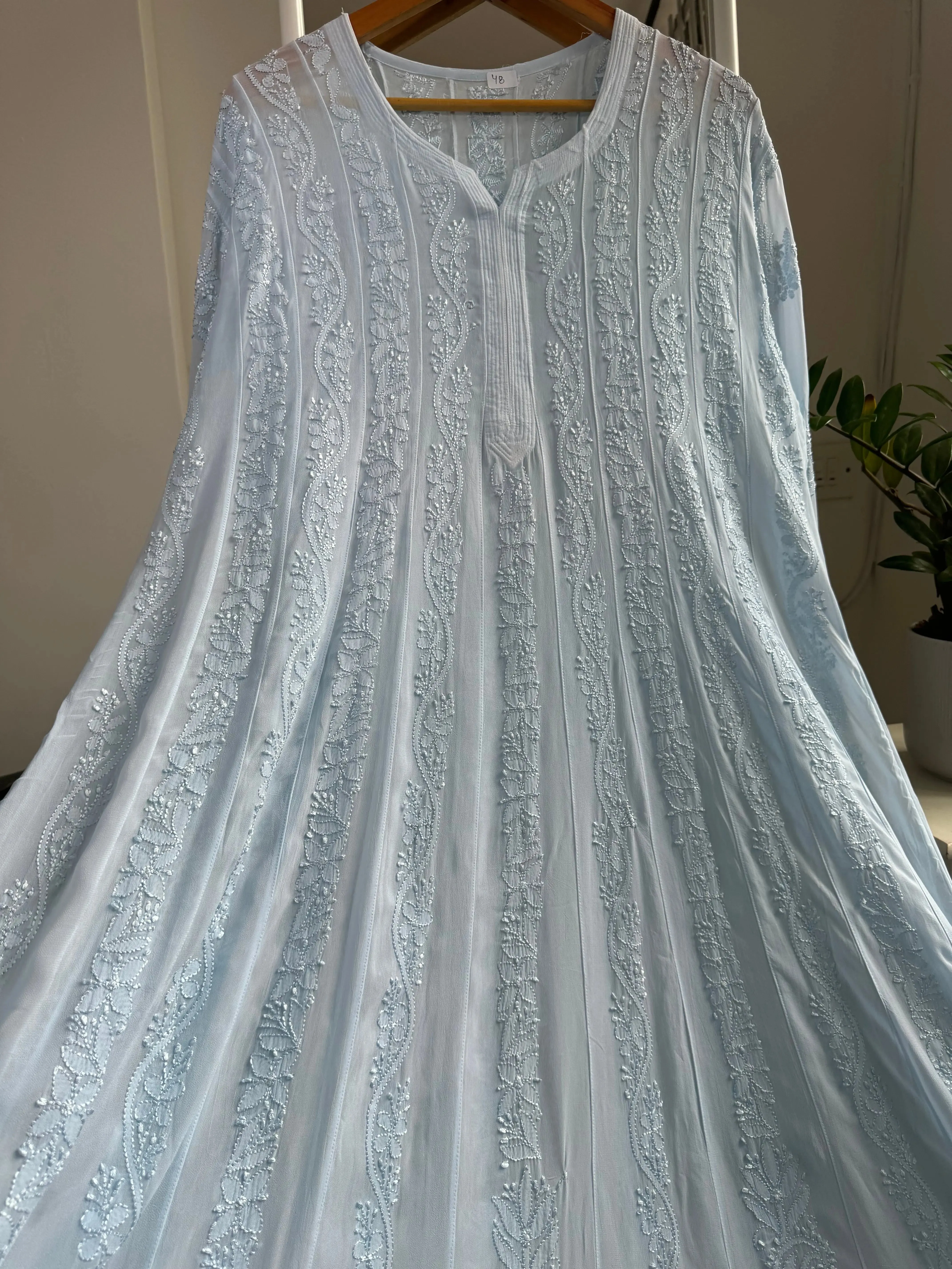 Viscose Chikankari Anarkali - Baby Blue