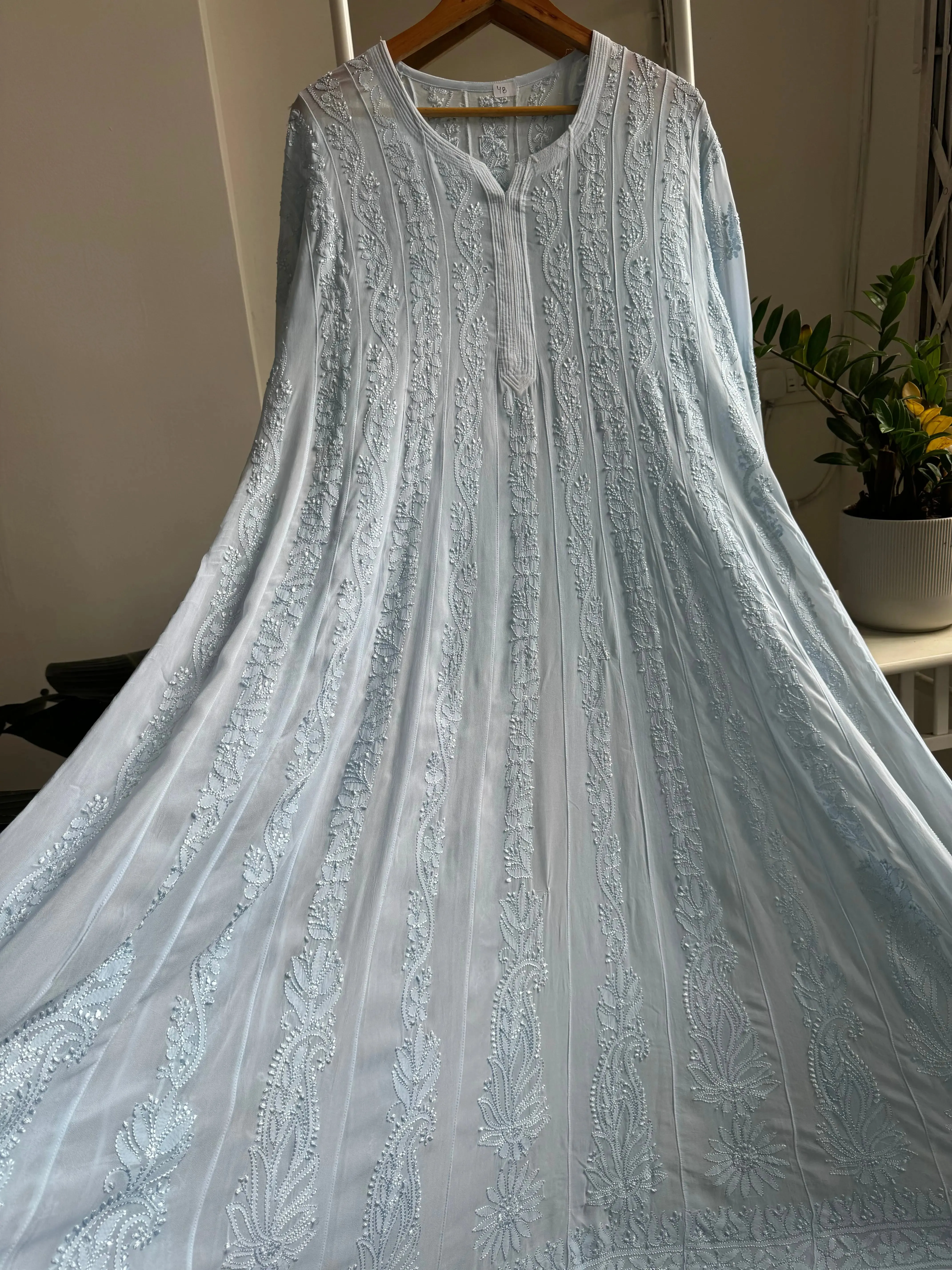 Viscose Chikankari Anarkali - Baby Blue