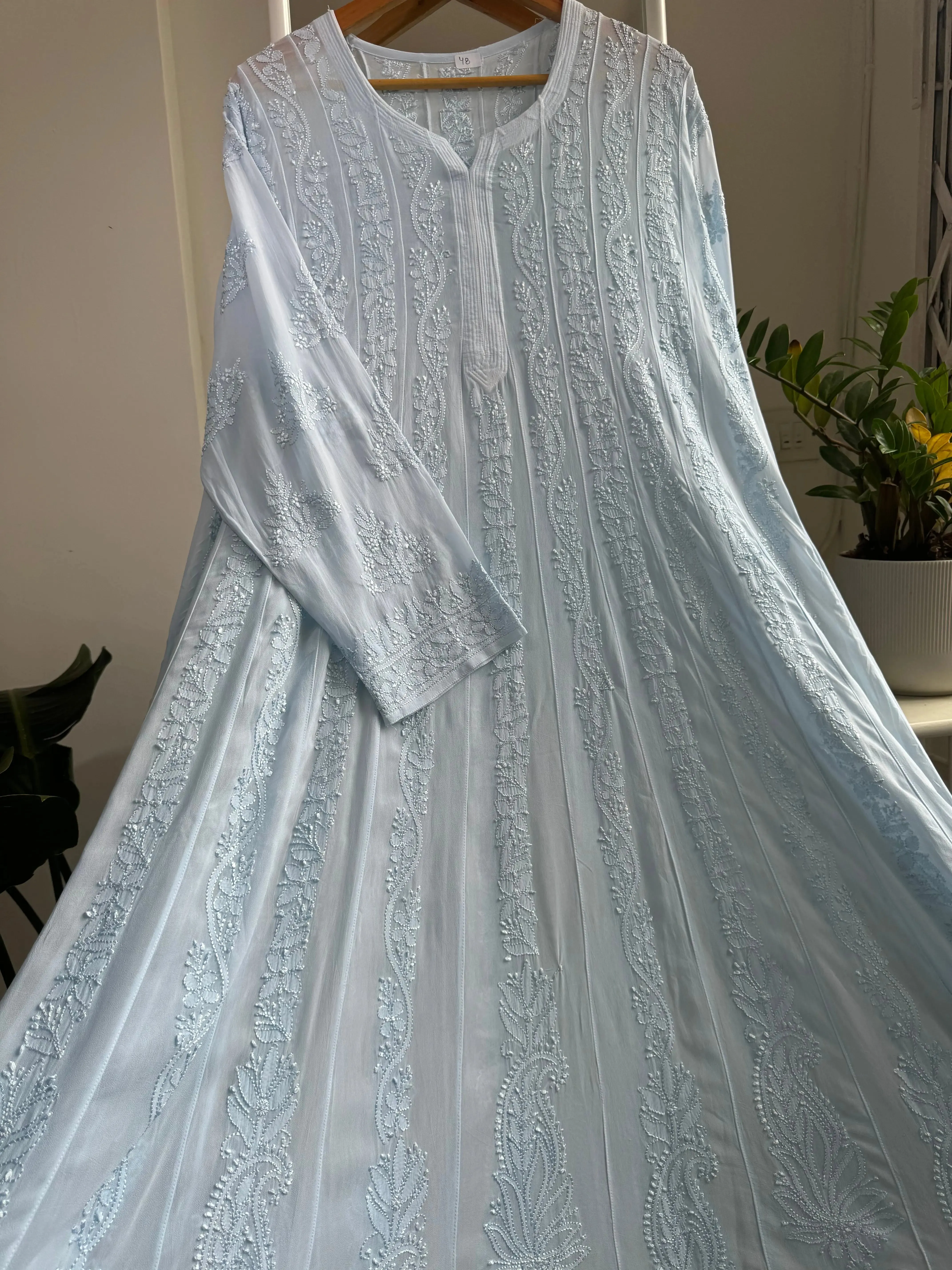 Viscose Chikankari Anarkali - Baby Blue