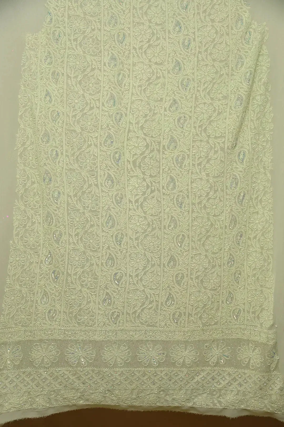 Viscose Chikankari Length with Dupatta - Sheen Green