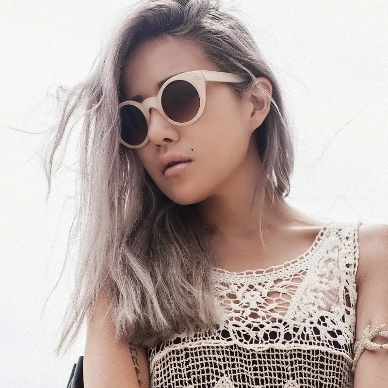 Womens Chic Retro Round Circle Cateye Sunglasses 8978